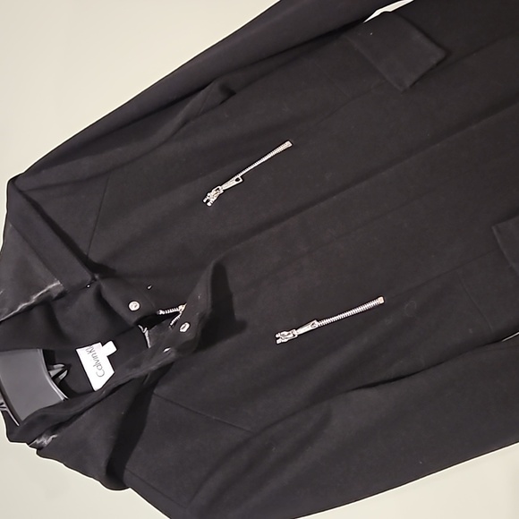 NEW! CALVIN KLIEN Black Wool Blend 3/4 Length Coat Small. - Picture 2 of 6